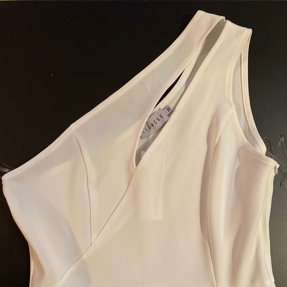 White One Shoulder Cut Out Midi Dress